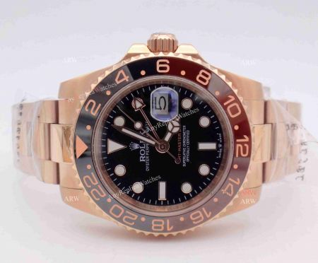 2018 New All Rose Gold Rolex GMT-Master II Watch with Ceramic Bezel Sapphire glass